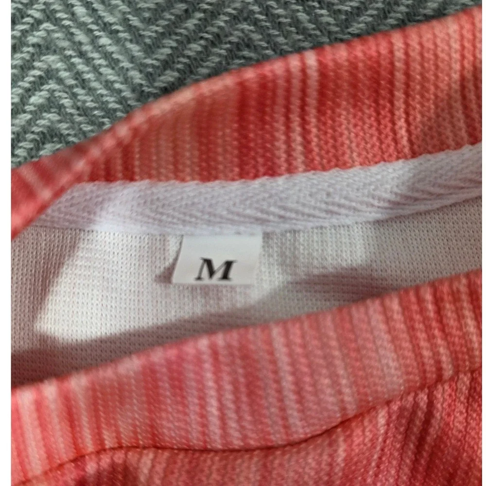 Multicolor Tie Dye Ribbed Texture Sweatshirt Pink Blue Pastel Crewneck Medium
